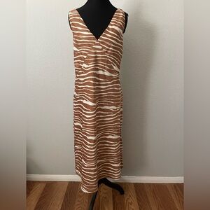a new day Brown & White Zebra-Stripe V-Neck Maxi Dress